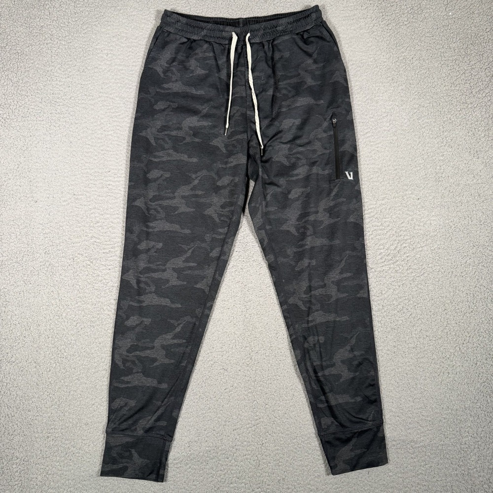 Vuori Pants Mens Medium Black Camo Sunday Performance Joggers Elastic Waist Logo